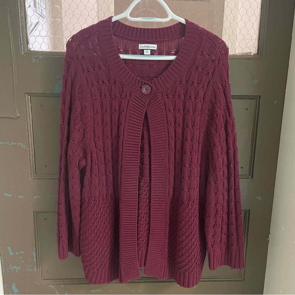 Vintage Maroon Knit Cardigan